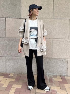 「eL（エル）の【eL】Versatile Charm/645571（ベルト、ブラック系）」を使った、m.a.k.oさん（レディース・166cm）の夏コーディネート