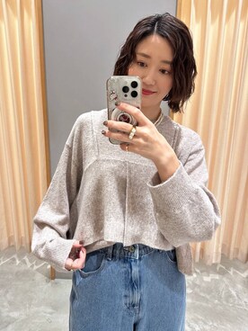 「アイテム（ネックレス）」を使った、m.a.k.oさん（レディース・166cm）の冬コーディネート