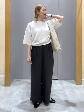 「LEPSIM（レプシィム）のソフトクッションパンプス　638849（パンプス、ブラック系）」を使った、m.a.k.oさん（レディース・166cm）の春コーディネート