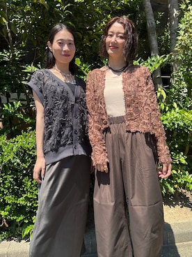「LEPSIM（レプシィム）のイージーコクーンワイドパンツ　499926（その他パンツ）」を使った、m.a.k.oさん（レディース・166cm）の秋コーディネート