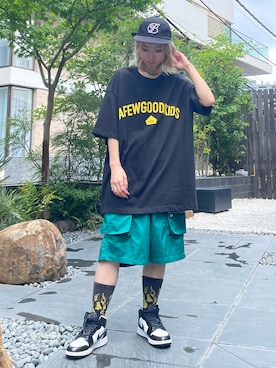 「BlackEyePatch（ブラックアイパッチ）のアイテム（帽子）」を使った、Arisa Suzukiさん（レディース・156cm）の夏コーディネート