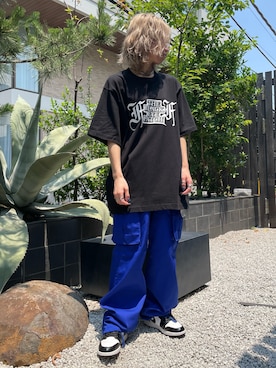 「Black Eye Patchのアイテム（Tシャツ/カットソー、ブラック系）」を使った、Arisa Suzukiさん（レディース・156cm）の夏コーディネート