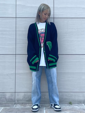 「リメイクデニム」｜「アイテム（カーディガン/ボレロ）」を使った、Arisa Suzukiさん（レディース・156cm）の秋コーディネート