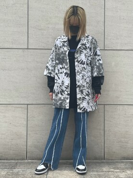 「リメイクデニム」｜「アイテム（シャツ/ブラウス）」を使った、Arisa Suzukiさん（レディース・156cm）の夏コーディネート