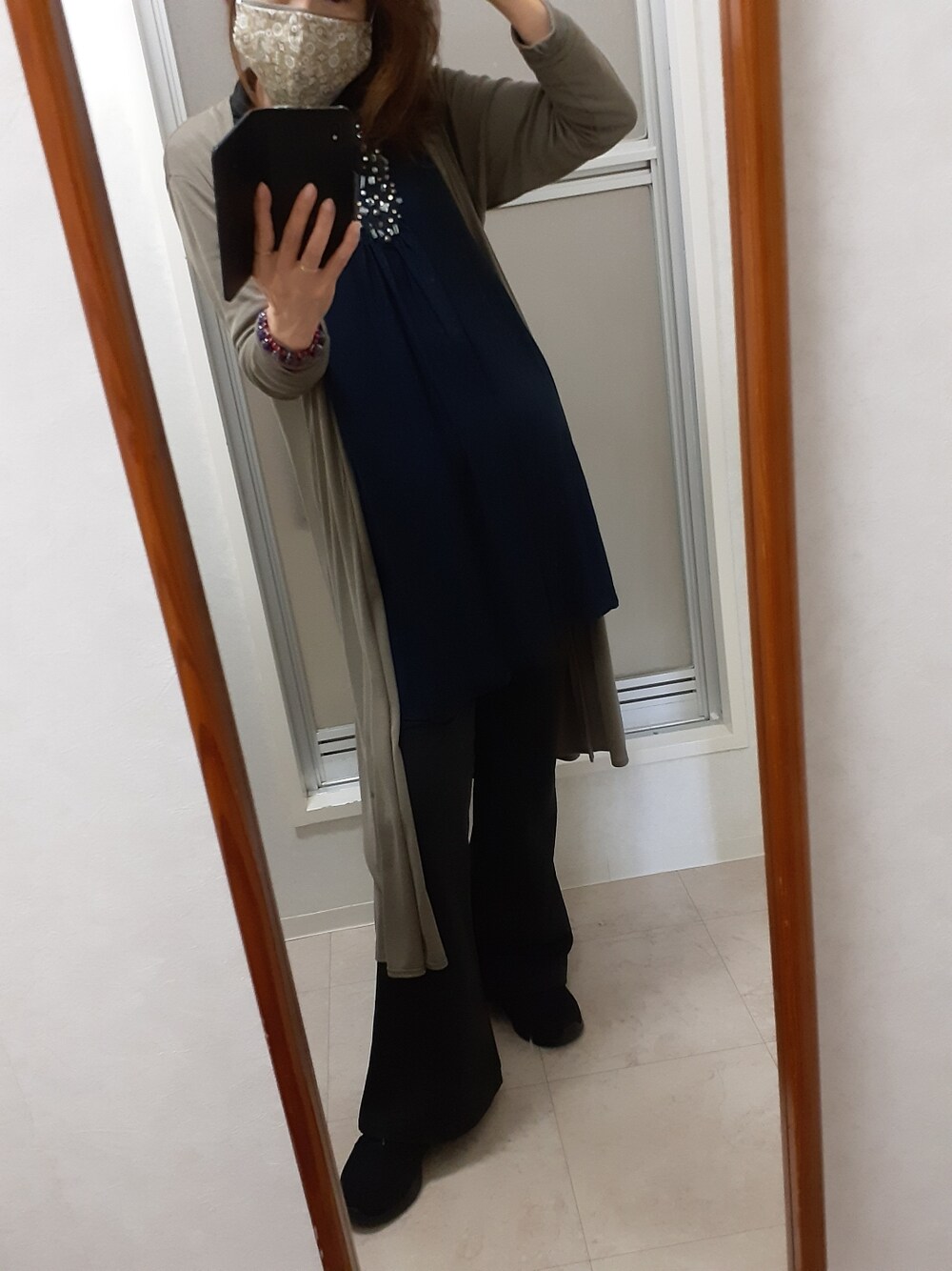 「JUNKO SHIMADAのアイテム（トップス、ブルー系）」を使った、ribenjicyanさん（レディース・154cm）の春コーディネートの1枚目の写真