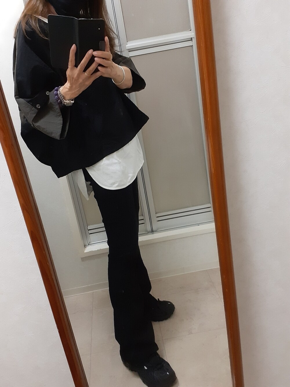 「mamaikukoのアイテム（タンクトップ、ホワイト系）」を使った、ribenjicyanさん（レディース・154cm）の秋コーディネートの1枚目の写真