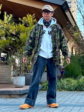 「アイテム（ミリタリージャケット）」を使った、☠️HiRoC☠️さん（メンズ・171cm）の冬コーディネート