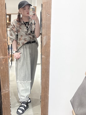 「GAP（ギャップ）のGAPロゴ ベースボールキャップ(ユニセックス)（キャップ、ブラック系）」を使った、yone.（ツミダ）さん（レディース・159cm）の春コーディネート