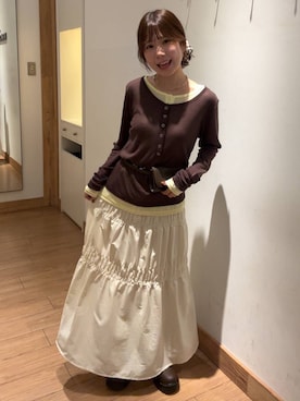 「アイテム（ヘアアクセサリー、ベージュ系）」を使った、𝘺𝘶𝘳𝘢さん（レディース・153cm）の秋コーディネート