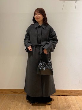 「アイテム（ステンカラーコート）」を使った、𝘺𝘶𝘳𝘢さん（レディース・153cm・20代）の冬コーディネート