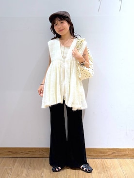 「アイテム（ハンチング/ベレー帽）」を使った、𝘺𝘶𝘳𝘢さん（レディース・153cm・20代）の夏コーディネート