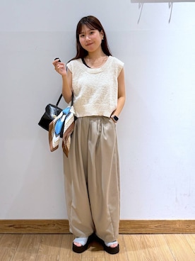 「ベスト」｜「アイテム（財布/小物）」を使った、𝘺𝘶𝘳𝘢さん（レディース・153cm）の夏コーディネート