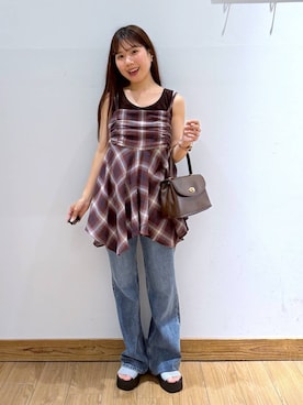 「アイテム（ボストンバッグ）」を使った、𝘺𝘶𝘳𝘢さん（レディース・153cm）の夏コーディネート
