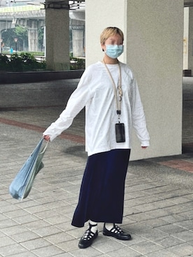 「アイテム（エコバッグ/サブバッグ、パープル系）」を使った、ゆき🍣さん（レディース・164cm）の春コーディネート