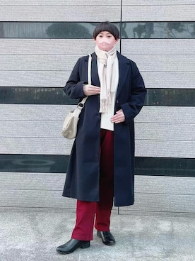 「Honeys（ハニーズ）のアイテム（チェスターコート）」を使った、ろみーさん（レディース・158cm）の冬コーディネート