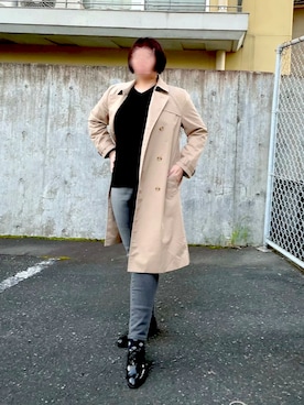 「ドレスシューズ」｜「アイテム（トレンチコート）」を使った、ろみーさん（レディース・158cm）の秋コーディネート