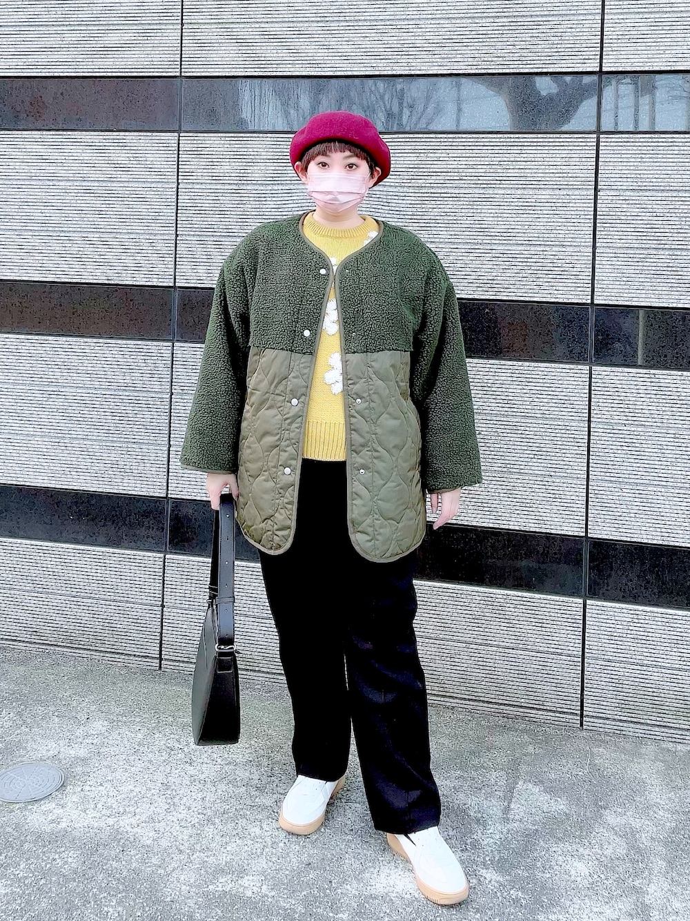 ボア切り替えキルティングコートを使った人気ファッション