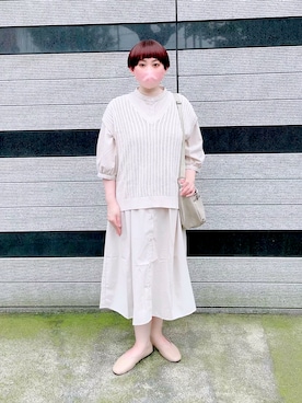 「Honeys（ハニーズ）のアイテム（ベスト）」を使った、ろみーさん（レディース・158cm）の夏コーディネート