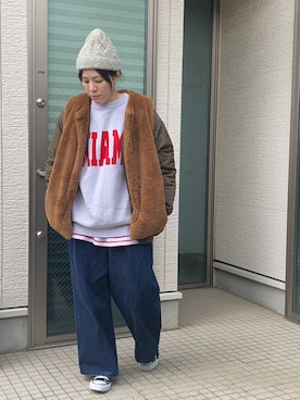 「アイテム（ベスト）」を使った、かえ。さん（レディース・158cm）の秋コーディネート