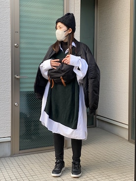 「アイテム（MA-1）」を使った、かえ。さん（レディース・158cm）の冬コーディネート