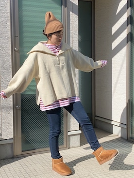 「アイテム（ニットキャップ/ビーニー）」を使った、かえ。さん（レディース・158cm）の秋コーディネート