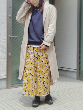 「ごきげんウィーク」｜「アイテム（トレンチコート）」を使った、かえ。さん（レディース・158cm）の春コーディネート