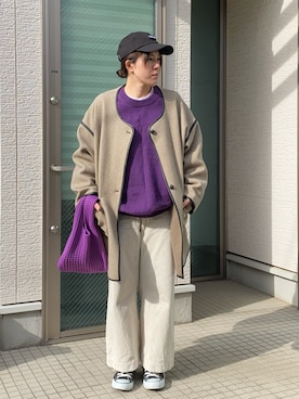 「アイテム（その他アウター、ベージュ系）」を使った、かえ。さん（レディース・158cm）の冬コーディネート