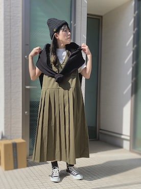 「アイテム（ジャンパースカート）」を使った、かえ。さん（レディース・158cm）の秋コーディネート