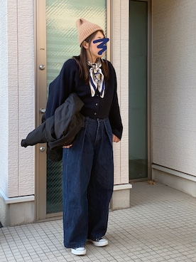 「アイテム（MA-1）」を使った、かえ。さん（レディース・158cm）の冬コーディネート