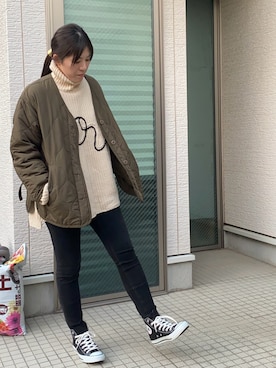 「アイテム（バレッタ/ヘアクリップ）」を使った、かえ。さん（レディース・158cm）の秋コーディネート