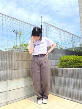 「CONVERSE（コンバース）のCONVERSE コンバース オール スター カラーズ オックス / ALL STAR COLORS OX (ﾍﾞｰｼﾞｭ) 32860669（スニーカー）」を使った、ぷーさん（レディース・159cm）の夏コーディネート