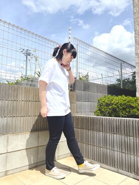 「CONVERSE（コンバース）のCONVERSE コンバース オール スター カラーズ オックス / ALL STAR COLORS OX (ﾍﾞｰｼﾞｭ) 32860669（スニーカー）」を使った、ぷーさん（レディース・159cm）の秋コーディネート