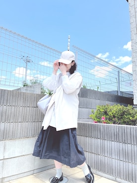 「ぽっちゃり」｜「アイテム（ベスト、ホワイト系）」を使った、ぷーさん（レディース・159cm）の春コーディネート