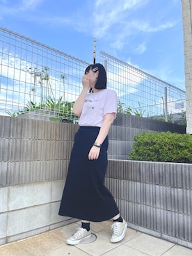 「CONVERSE（コンバース）のCONVERSE コンバース オール スター カラーズ オックス / ALL STAR COLORS OX (ﾍﾞｰｼﾞｭ) 32860669（スニーカー）」を使った、ぷーさん（レディース・159cm）の夏コーディネート
