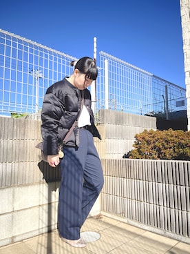「KBF（ケイビーエフ）のアイテム（ブルゾン）」を使った、ぷーさん（レディース・159cm）の冬コーディネート