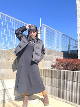 「KBF（ケイビーエフ）のアイテム（ブルゾン）」を使った、ぷーさん（レディース・159cm）の冬コーディネート