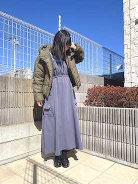 「アイテム（ジャンパースカート）」を使った、ぷーさん（レディース・159cm）の春コーディネート