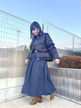 「KBF（ケイビーエフ）のアイテム（ブルゾン）」を使った、ぷーさん（レディース・159cm）の冬コーディネート