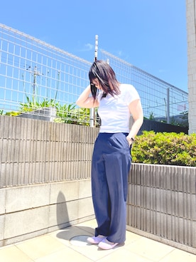 「アイテム（パンプス、パープル系）」を使った、ぷーさん（レディース・159cm）の夏コーディネート