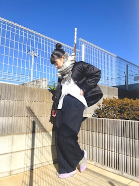 「KBF（ケイビーエフ）のアイテム（ブルゾン）」を使った、ぷーさん（レディース・159cm）の冬コーディネート