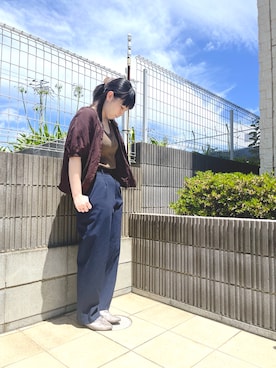 「アイテム（タンクトップ、グリーン系）」を使った、ぷーさん（レディース・159cm）の夏コーディネート