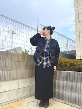 「KBF（ケイビーエフ）のアイテム（ブルゾン）」を使った、ぷーさん（レディース・159cm）の冬コーディネート