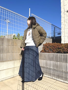 「アイテム（デニムスカート）」を使った、ぷーさん（レディース・159cm）の冬コーディネート