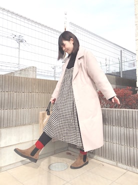 「MERLOT（メルロー）のハイネックバルーンスリーブニットトップス1000/079-7179（ニット/セーター）」を使った、ぷーさん（レディース・159cm）の冬コーディネート