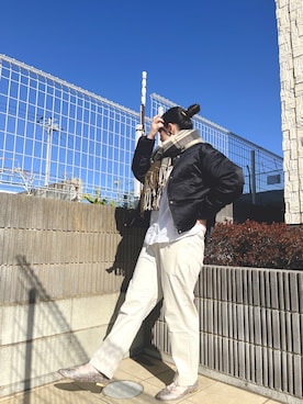 「KBF（ケイビーエフ）のアイテム（ブルゾン）」を使った、ぷーさん（レディース・159cm）の冬コーディネート