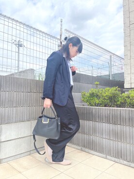「サテンパンツ」｜「アイテム（その他シューズ）」を使った、ぷーさん（レディース・159cm）の春コーディネート