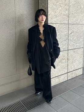 「CITYSHOP（シティーショップ）のSHAKA SHAKA BLOUSE：ブラウス（シャツ/ブラウス、ブラック系）」を使った、moneさん（レディース・152cm）の春コーディネート