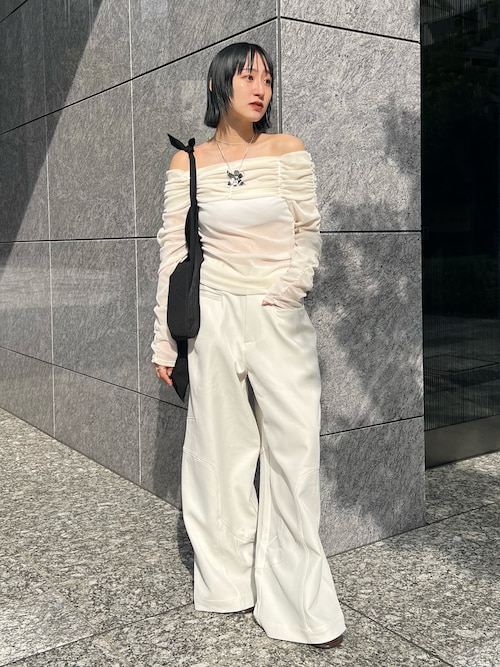Flocky Tulle Gathered Top（カットソー/Tシャツ）｜SORIN