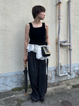 「アイテム（タンクトップ）」を使った、moneさん（レディース・152cm）の夏コーディネート