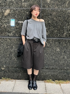 「アイテム（その他パンツ、ブラウン系）」を使った、moneさん（レディース・152cm）の夏コーディネート